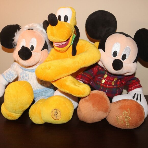Disney Mickey Mouse & Pluto plush lot of 3 clean